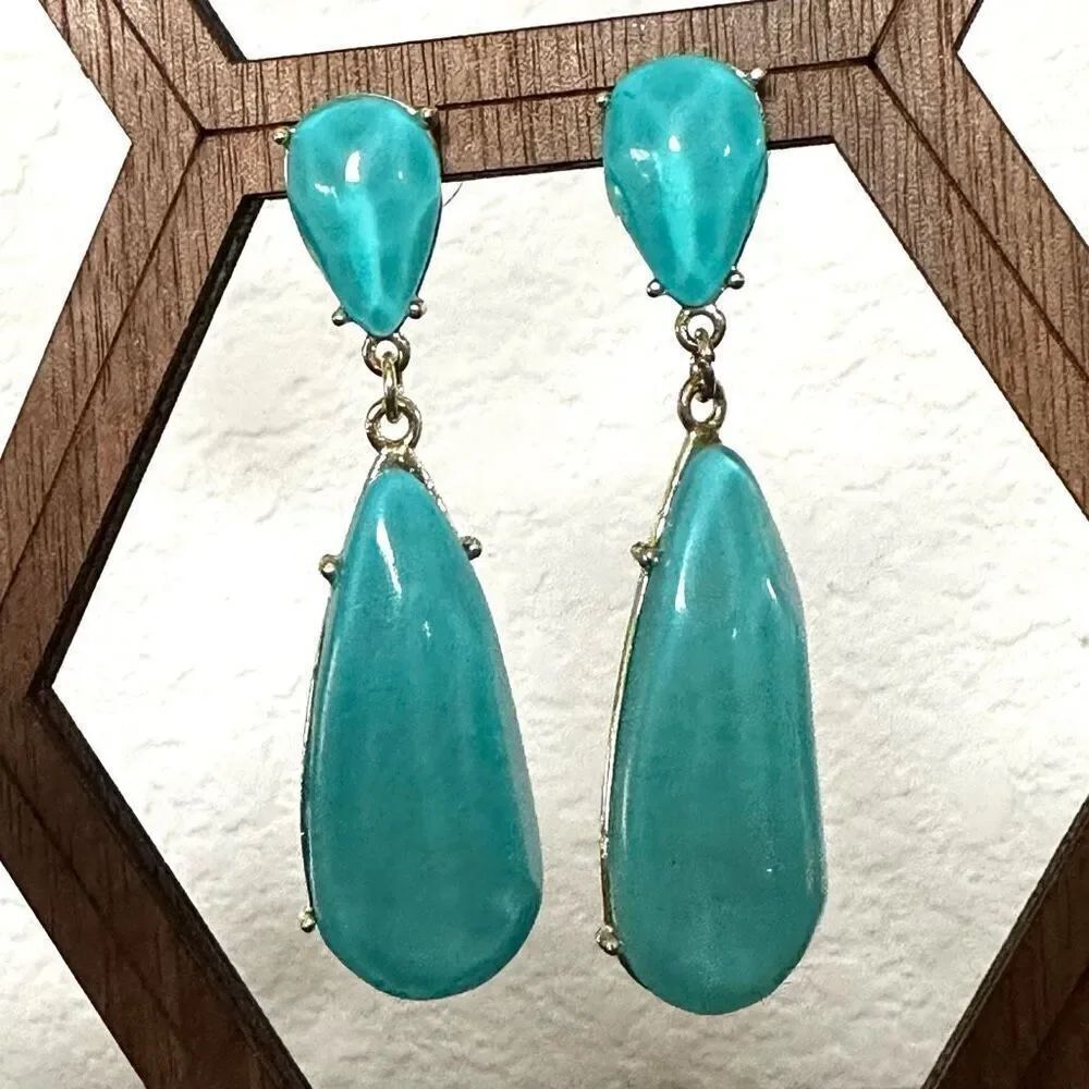Blue teardrop statement earrings